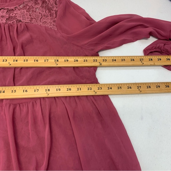 Torrid Blouse Top 2X Pink Tiered  Floral Embroidery Long Sheer Sleeve Fairy Boho - Picture 10 of 10